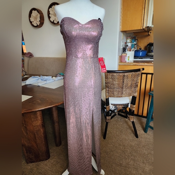 NWT Pink Metallic Sweetheart Strapless Dress Size 3/4 Spring Dress - Picture 5 of 7